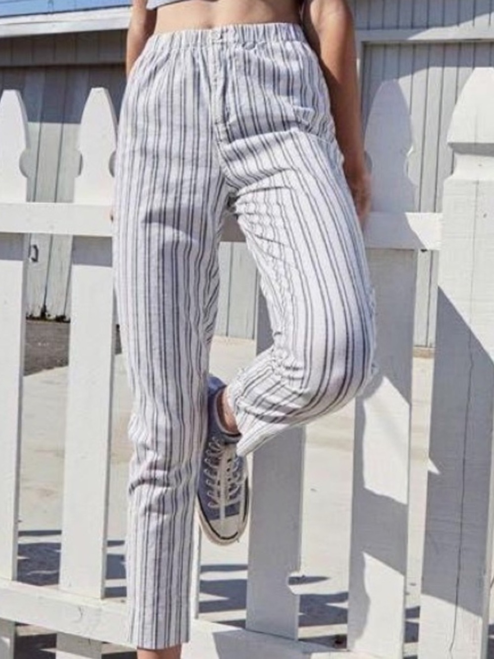 Brandy Melville White Striped Tilden Pant